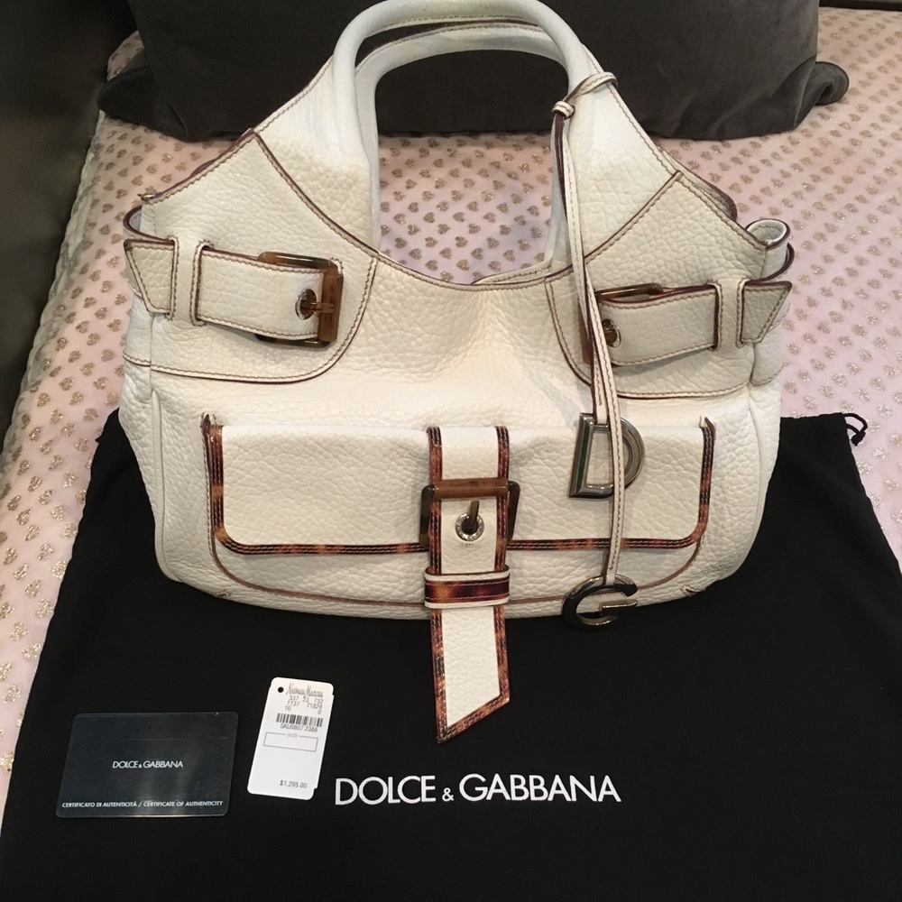 D&G white leather shoulder bag